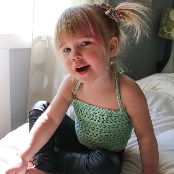 Ella Crop Top, Pima Cotton Top, Baby Crochet Crop Top, Summer cotton top - Picture 3 of 10